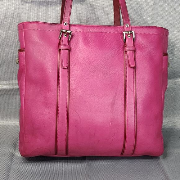 Vintage Coach Tote Bag Pink Leather D05Q-5182 Double Strap Shoulder Bag Rare - Picture 14 of 16